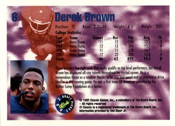 1992 Classic Blister #6 Derek Brown Back
