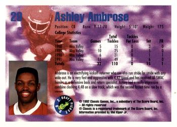 1992 Classic Blister #29 Ashley Ambrose Back