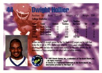 1992 Classic Blister #44 Dwight Hollier Back