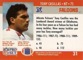 1990 Pro Set FACT Cincinnati #31 Tony Casillas Back