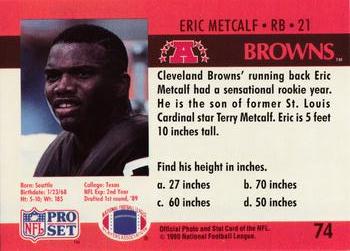 1990 Pro Set FACT Cincinnati #74 Eric Metcalf Back