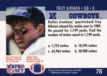 1990 Pro Set FACT Cincinnati #78 Troy Aikman Back
