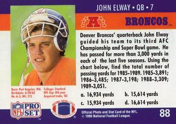 1990 Pro Set FACT Cincinnati #88 John Elway Back