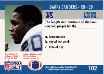 1990 Pro Set FACT Cincinnati #102 Barry Sanders Back