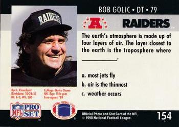 1990 Pro Set FACT Cincinnati #154 Bob Golic Back