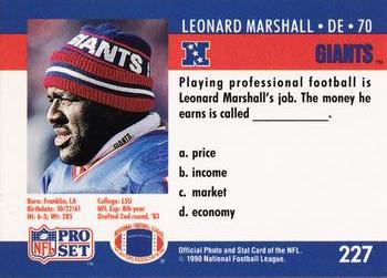 1990 Pro Set FACT Cincinnati #227 Leonard Marshall Back