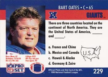 1990 Pro Set FACT Cincinnati #229 Bart Oates Back