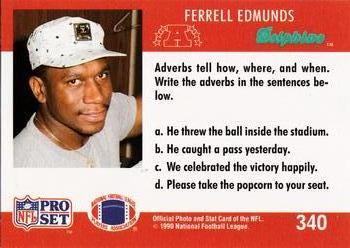 1990 Pro Set FACT Cincinnati #340 Ferrell Edmunds Back