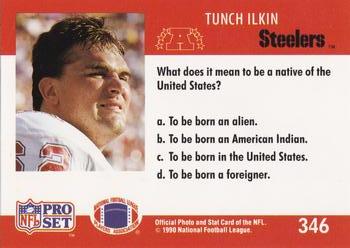 1990 Pro Set FACT Cincinnati #346 Tunch Ilkin Back