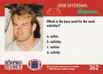 1990 Pro Set FACT Cincinnati #362 John Offerdahl Back