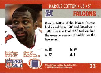 1990 Pro Set FACT Cincinnati #33 Marcus Cotton Back
