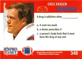 1990 Pro Set FACT Cincinnati #348 Greg Kragen Back