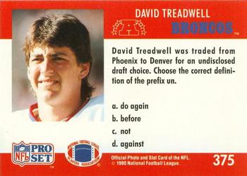1990 Pro Set FACT Cincinnati #375 David Treadwell Back