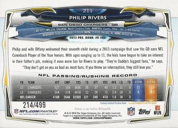 2014 Topps - Pink #211 Philip Rivers Back