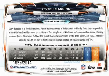 2014 Topps - Gold #33 Peyton Manning Back