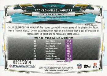 2014 Topps - Gold #299 Jacksonville Jaguars Back