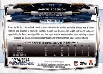 2014 Topps - Gold #362 Marcus Roberson Back