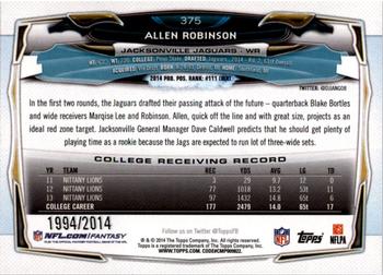 2014 Topps - Gold #375 Allen Robinson Back