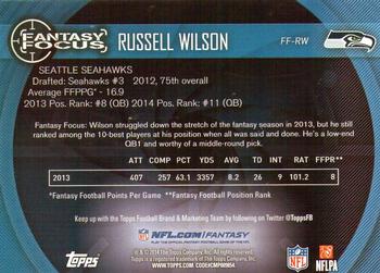2014 Topps - Fantasy Focus #FF-RW Russell Wilson Back