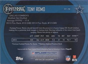 2014 Topps - Fantasy Focus #FF-TR Tony Romo Back