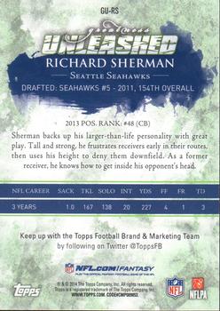 2014 Topps - Greatness Unleashed #GU-RS Richard Sherman Back