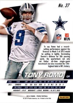 2014 Panini Prizm #37 Tony Romo Back