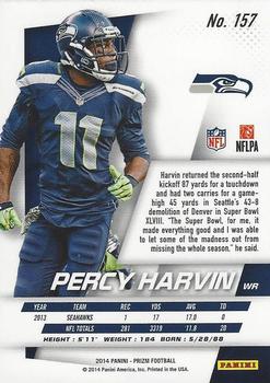 2014 Panini Prizm #157 Percy Harvin Back