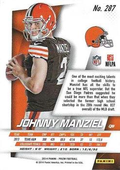 2014 Panini Prizm #287 Johnny Manziel Back