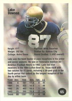 1994 Superior Rookies - Autographs #65 Lake Dawson Back