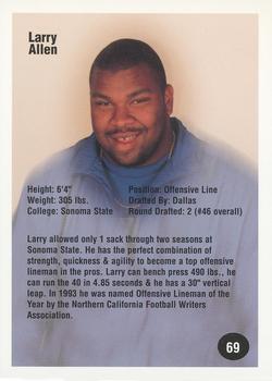 1994 Superior Rookies - Autographs #69 Larry Allen Back