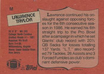 1987 Topps - Wax Box Bottom Panels Singles #M Lawrence Taylor Back