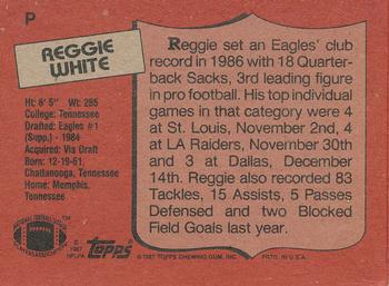 1987 Topps - Wax Box Bottom Panels Singles #P Reggie White Back