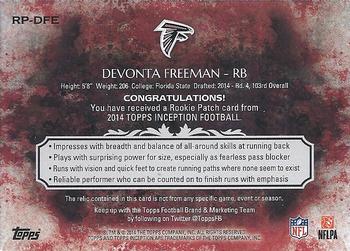 2014 Topps Inception - Rookie Relics Patch #RP-DFE Devonta Freeman Back