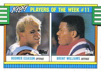1990 Topps - Wax Box Bottom Panels Singles #K Boomer Esiason / Brent Williams Front