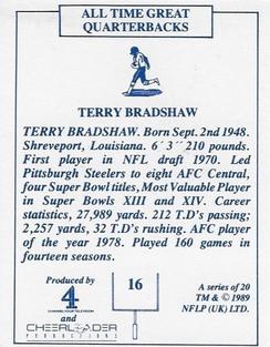1989 All Time Great Quarterbacks #16 Terry Bradshaw Back
