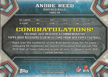 2014 Topps - Wide Receivers Club Silver #TWRC-AR Andre Reed Back
