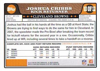 2008 Topps Cleveland Browns #10 Josh Cribbs Back