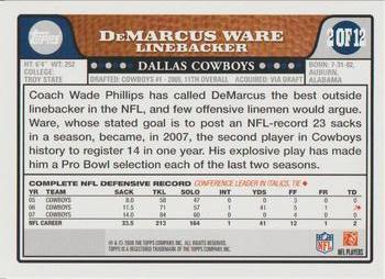 2008 Topps Dallas Cowboys #2 DeMarcus Ware Back