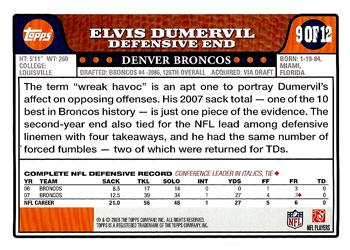 2008 Topps Denver Broncos #DEN9 Elvis Dumervil Back