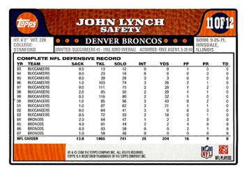 2008 Topps Denver Broncos #DEN11 John Lynch Back