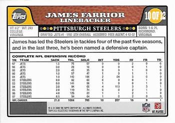 2008 Topps Pittsburgh Steelers #10 James Farrior Back