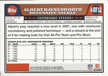 2008 Topps Tennessee Titans #TEN4 Albert Haynesworth Back