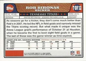 2008 Topps Tennessee Titans #TEN7 Rob Bironas Back