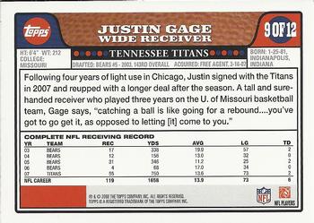 2008 Topps Tennessee Titans #TEN9 Justin Gage Back
