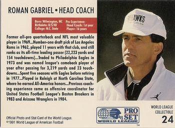 1991 Pro Set WLAF World Bowl Combo #24 Roman Gabriel Back