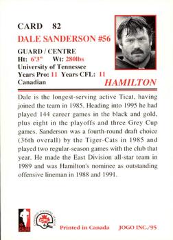 1995 JOGO #82 Dale Sanderson Back