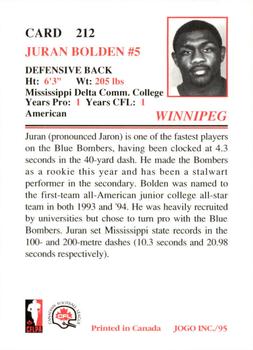 1995 JOGO #212 Juran Bolden Back
