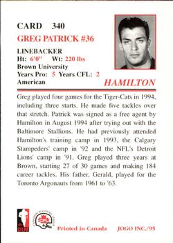 1995 JOGO #340 Greg Patrick Back