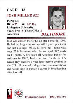 1995 JOGO #18 Josh Miller Back