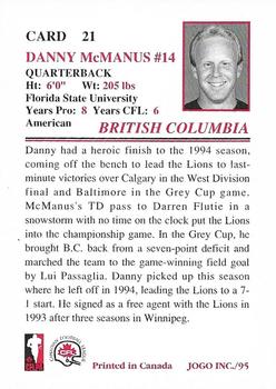 1995 JOGO #21 Danny McManus Back
